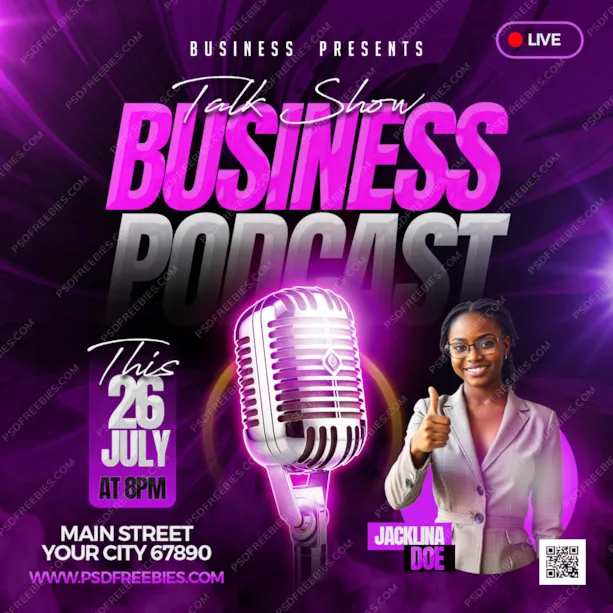 Business Podcast Announcement Post PSD Template