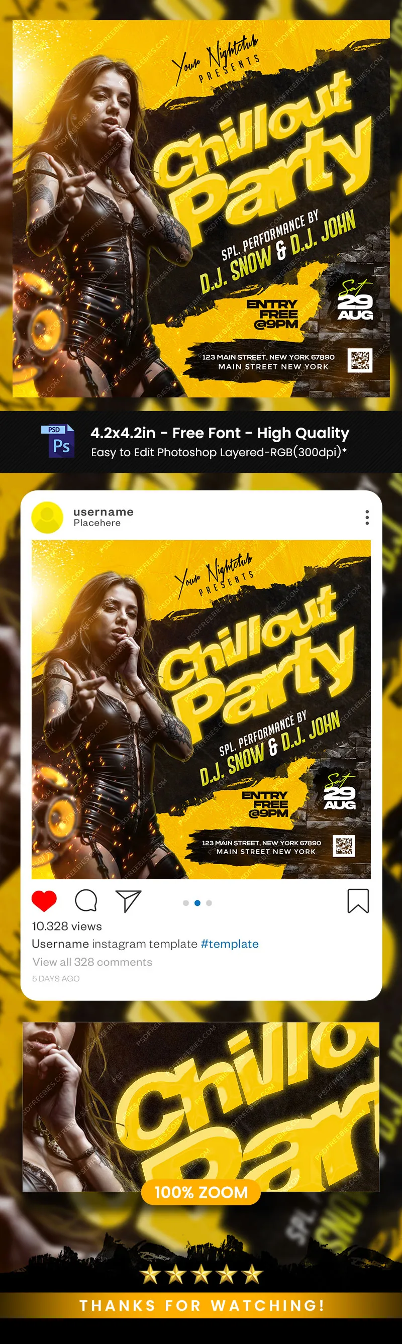 Chillout Weekend Music Party Post PSD