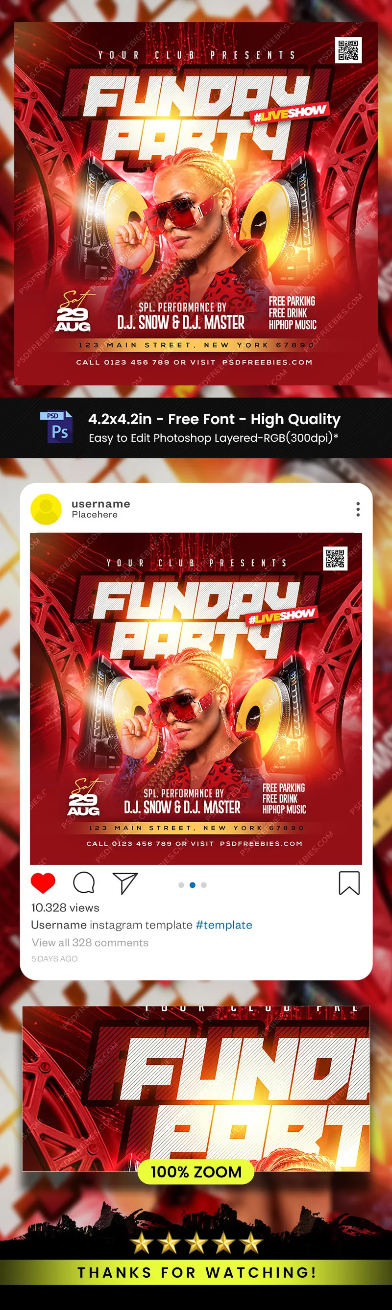 Club Party Promotional Social Media Post PSD