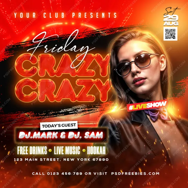 Crazy Weekend Party Instagram Post PSD