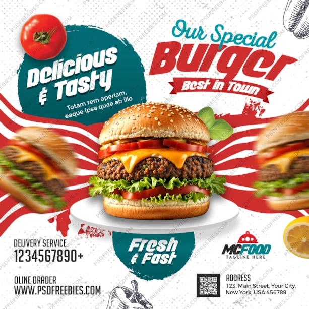 Delicious Food Business Social Media Post PSD