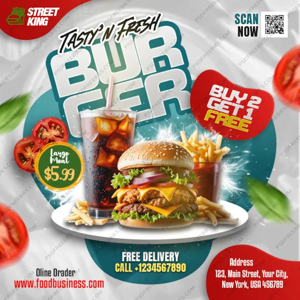 Fast Food Discount Offer Social Media Post PSD