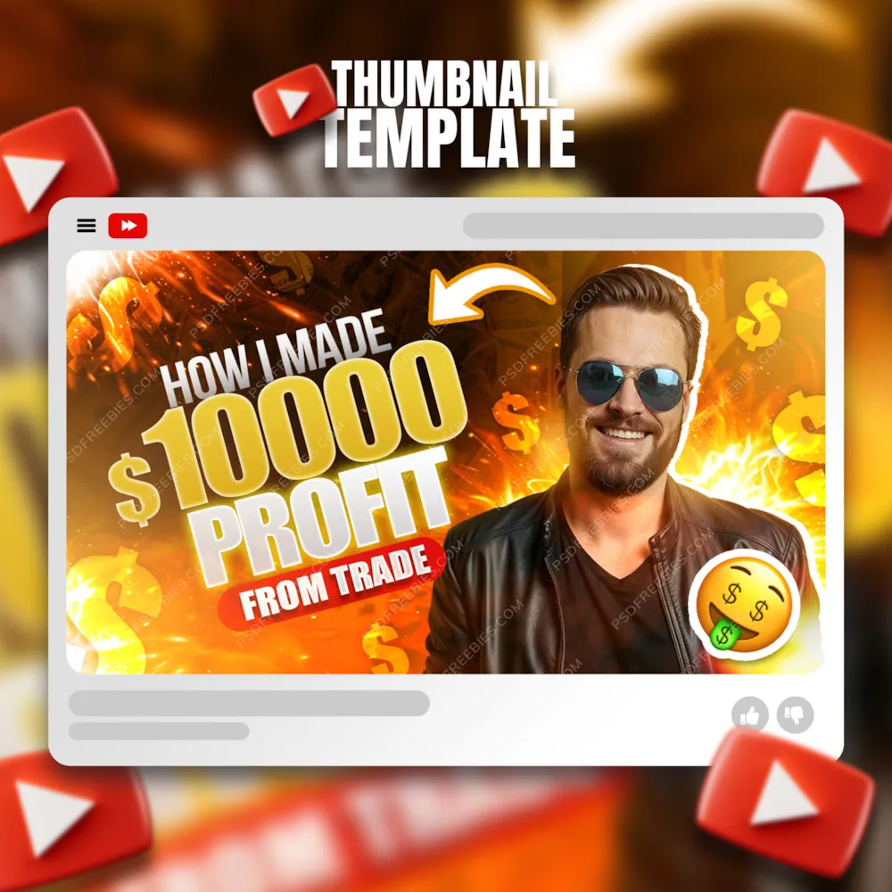 Finance Channels Thumbnail Design PSD Template