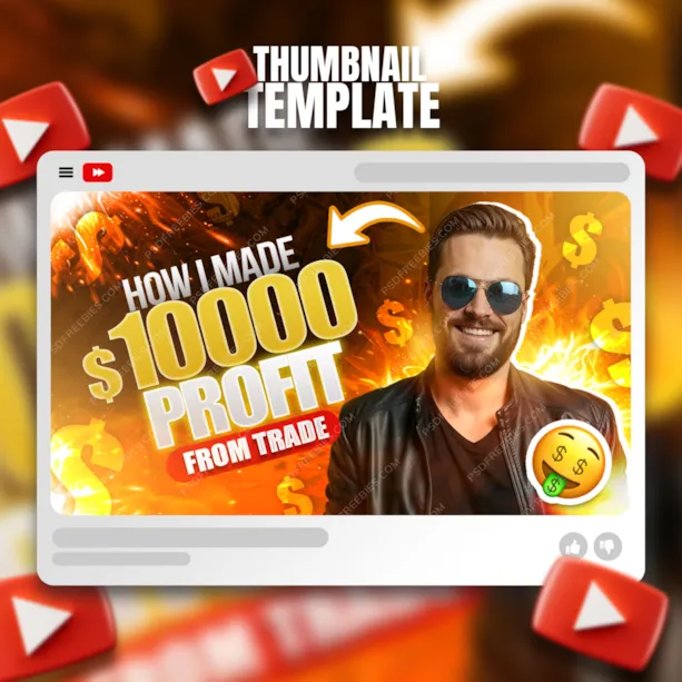 Finance Channels Thumbnail Design PSD Template