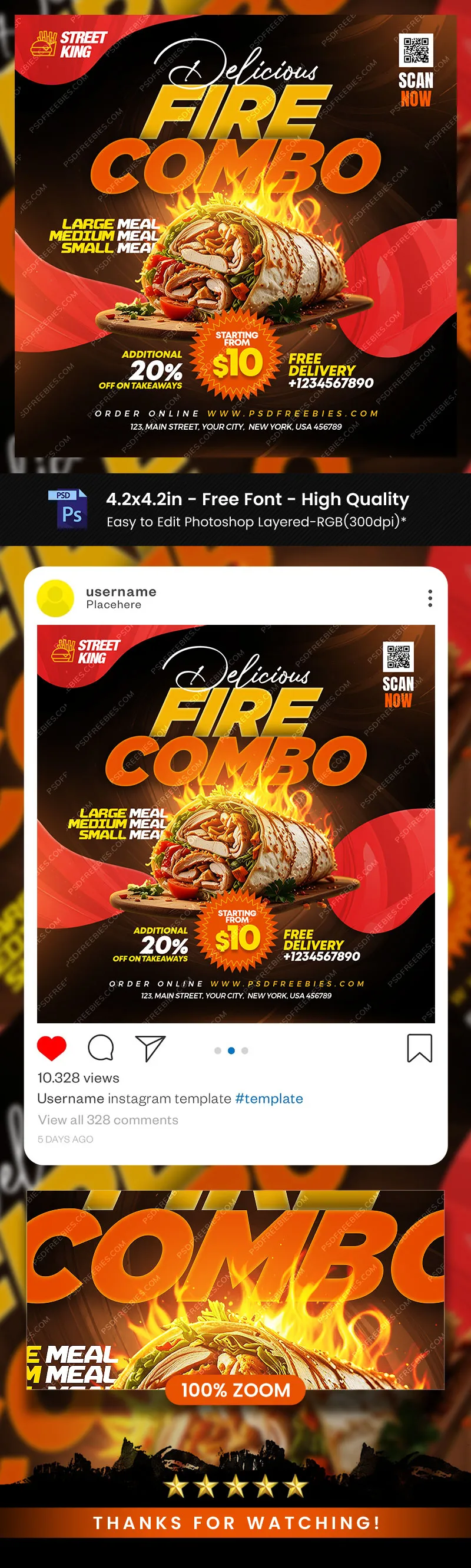 Food Combo Offer Social Media Post PSD