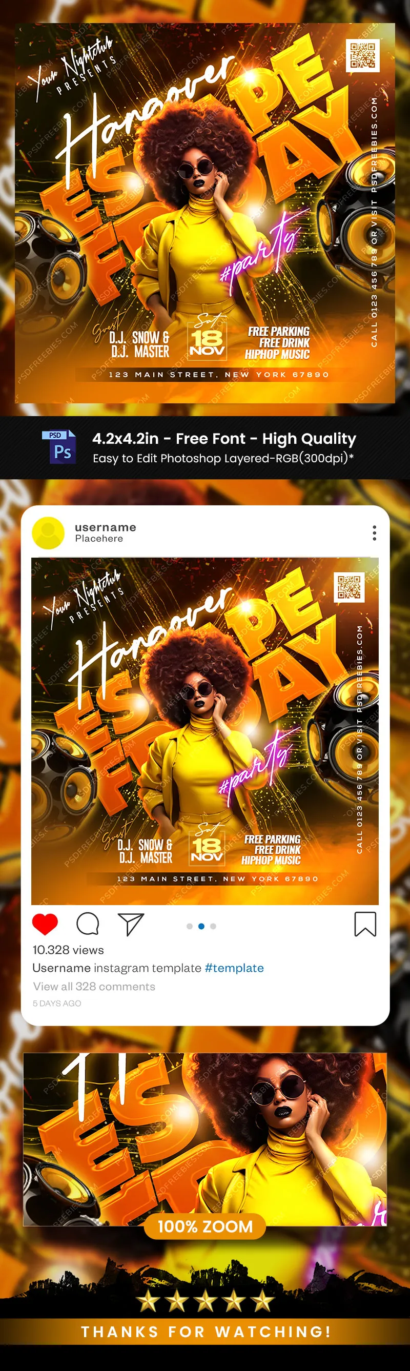 Friday Escape Club Party Post PSD Template