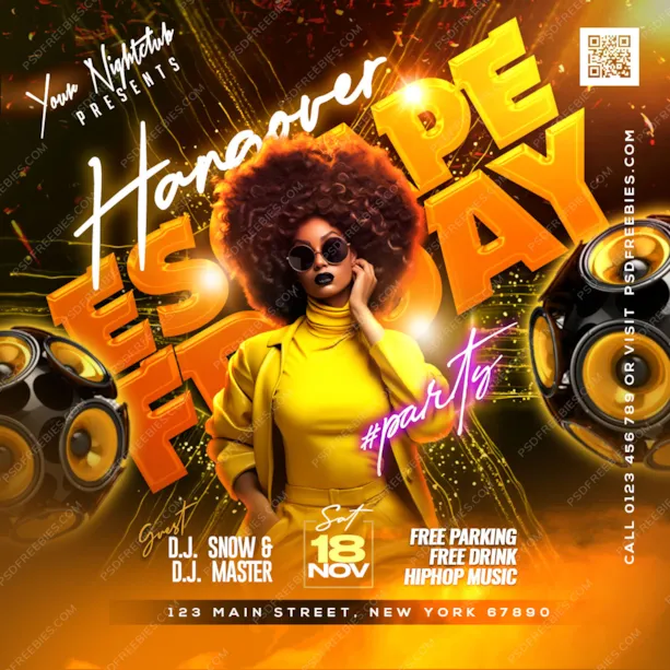 Friday Escape Club Party Post PSD Template
