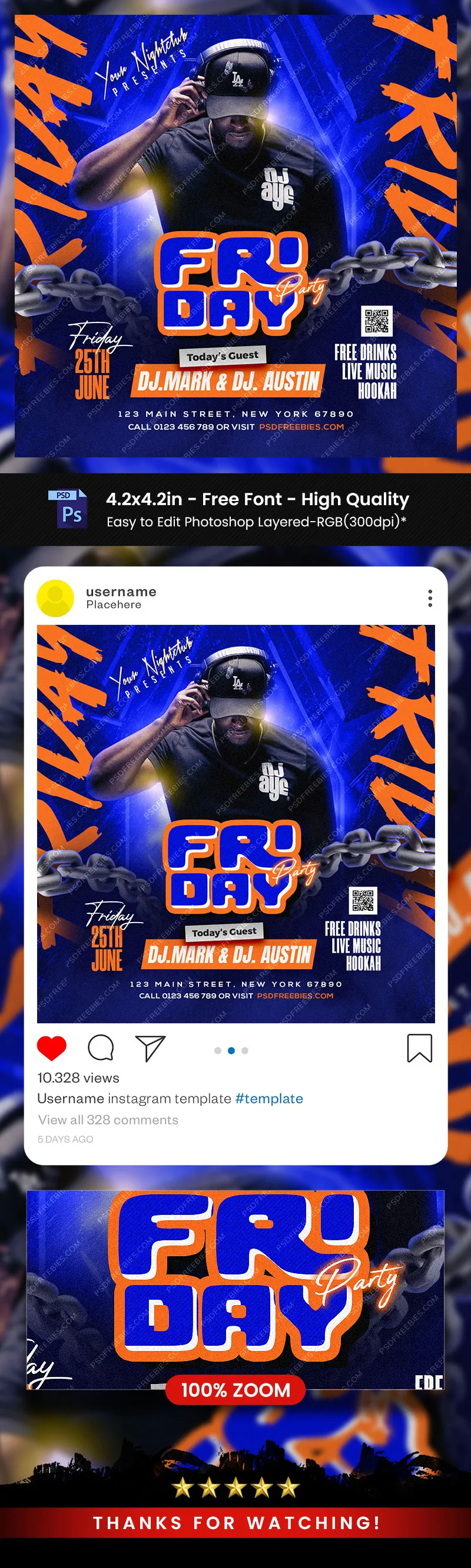 Friday Night Club Party Post PSD