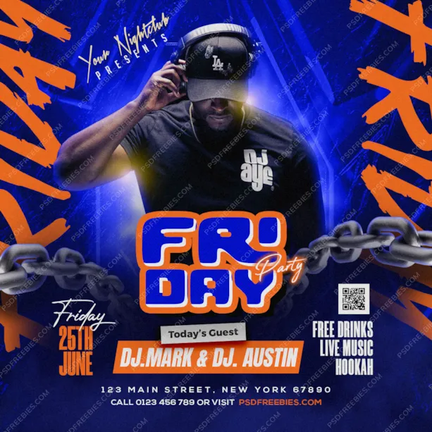 Friday Night Club Party Post PSD