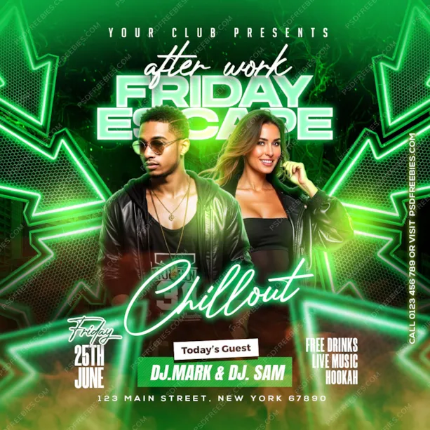Friday Night Party Post Design PSD Template