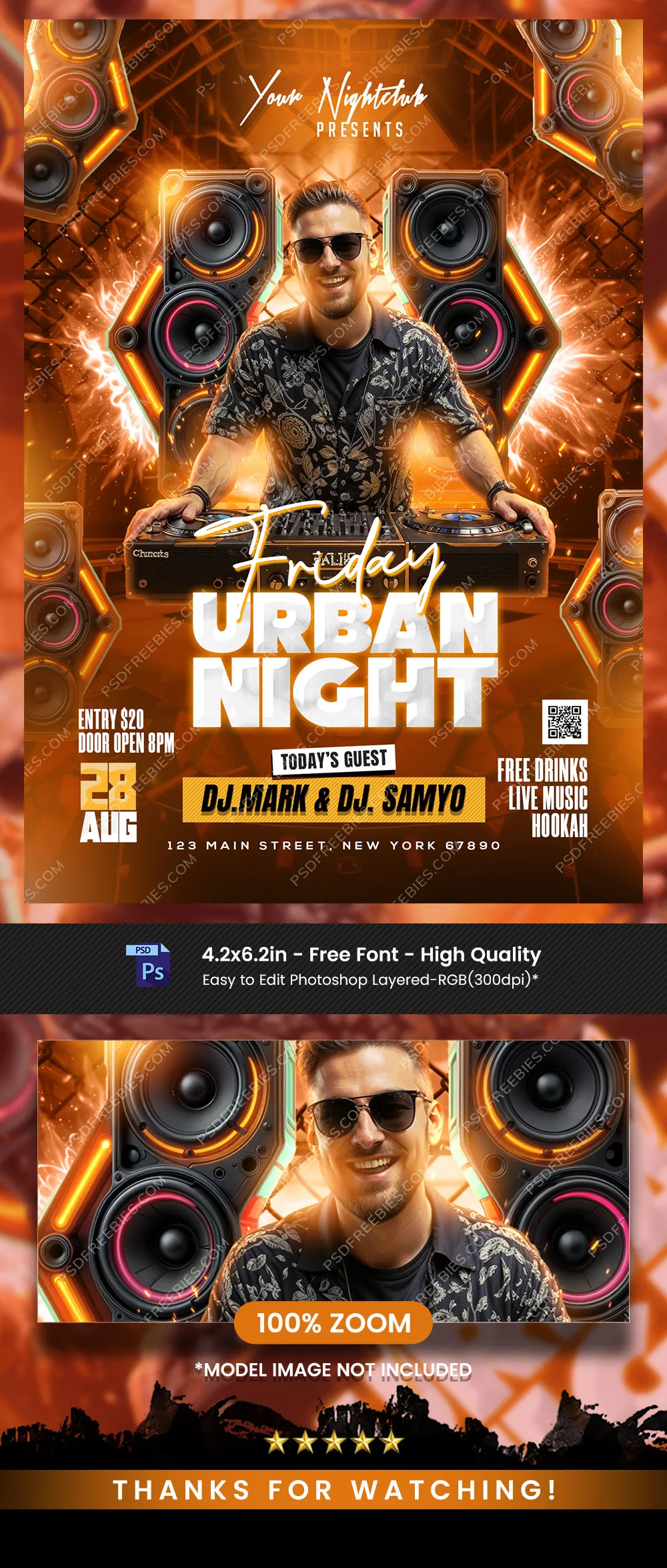 Friday Urban Night Music Party Flyer PSD