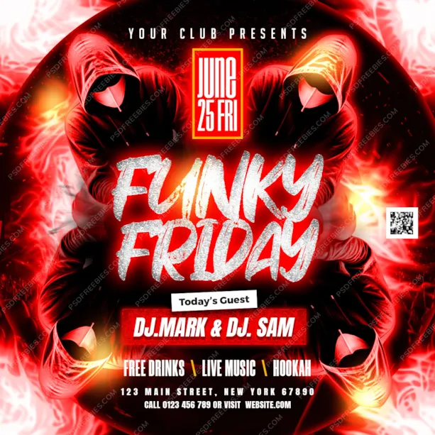 Funky Friday Party Social Media Post PSD