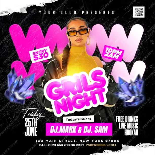 Girl's Night Party Instagram Post PSD Template