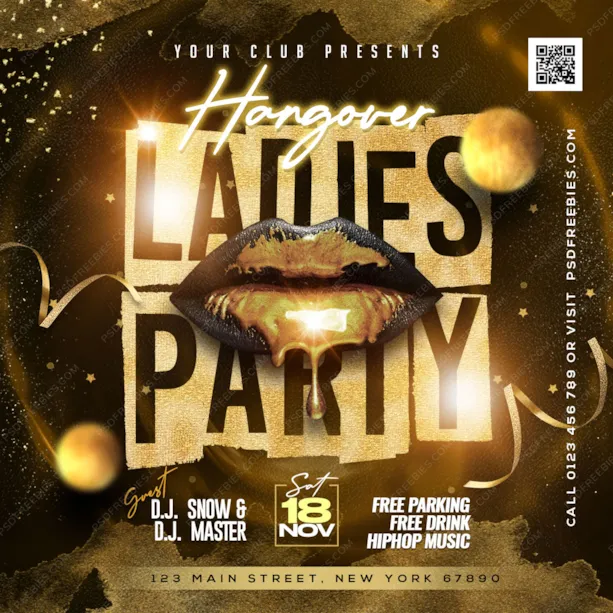 Golden Night Party Social Media Post Design PSD