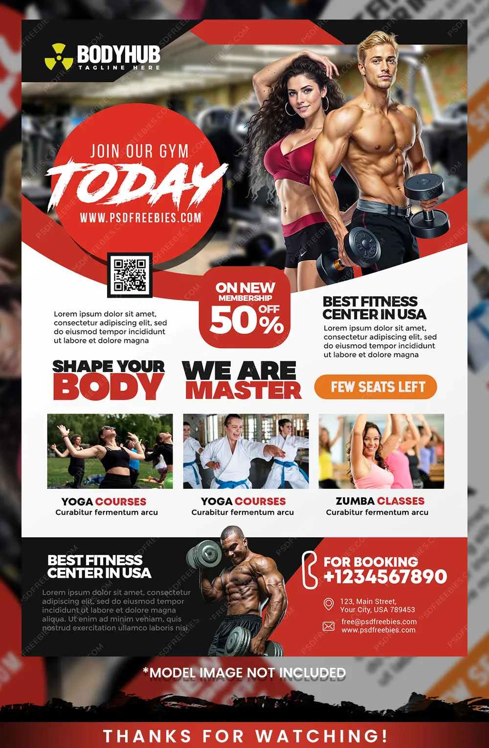 Gym and Fitness AD Flyer Design PSD Template