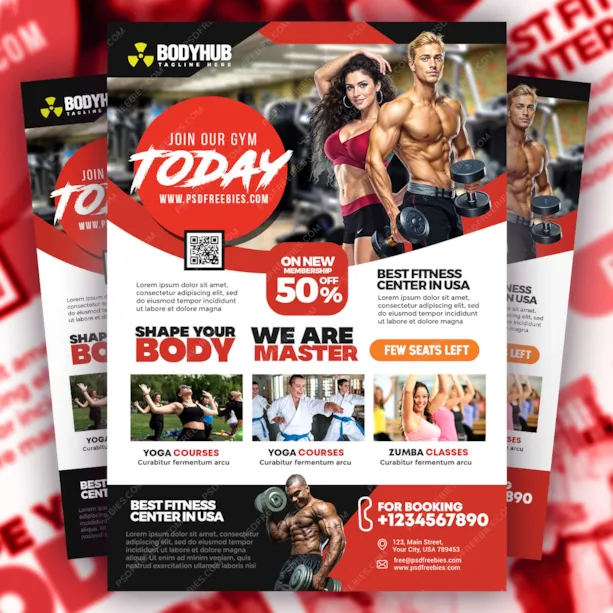 Gym and Fitness AD Flyer Design PSD Template