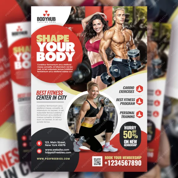 Gym and Fitness Flyer PSD Template