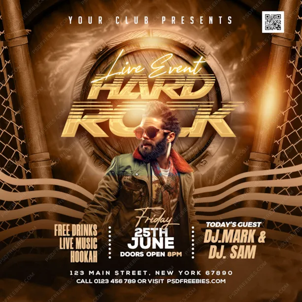 Hard Rock Music Event Social Media Post PSD