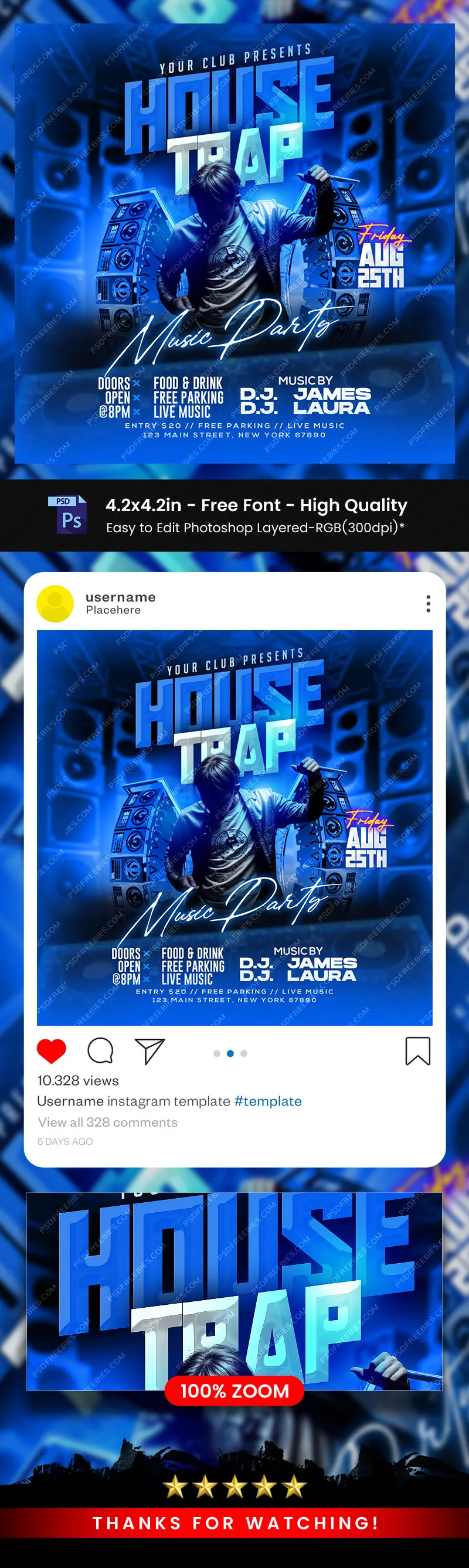 House Trap Music Party Post PSD