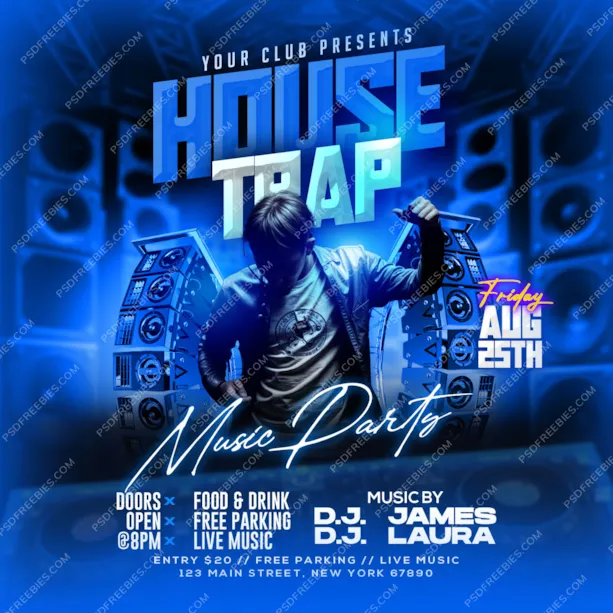 House Trap Music Party Post PSD