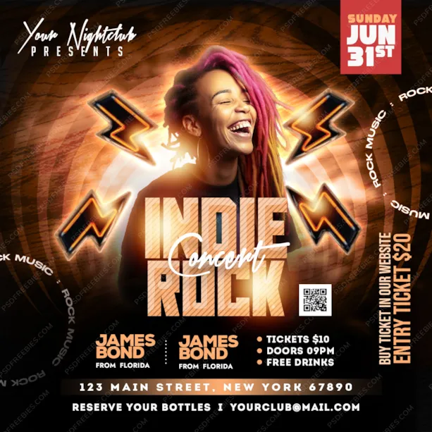 Indie Rock Music Event Social Media Post PSD