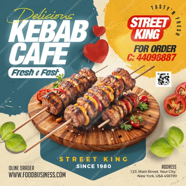 Kebab Cafe Restaurant Social Media Post PSD