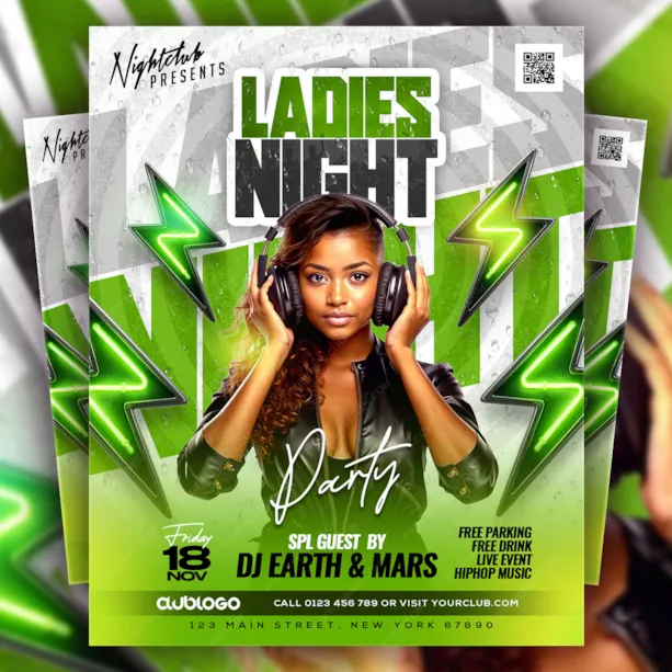 Ladies Night Club Party Flyer PSD