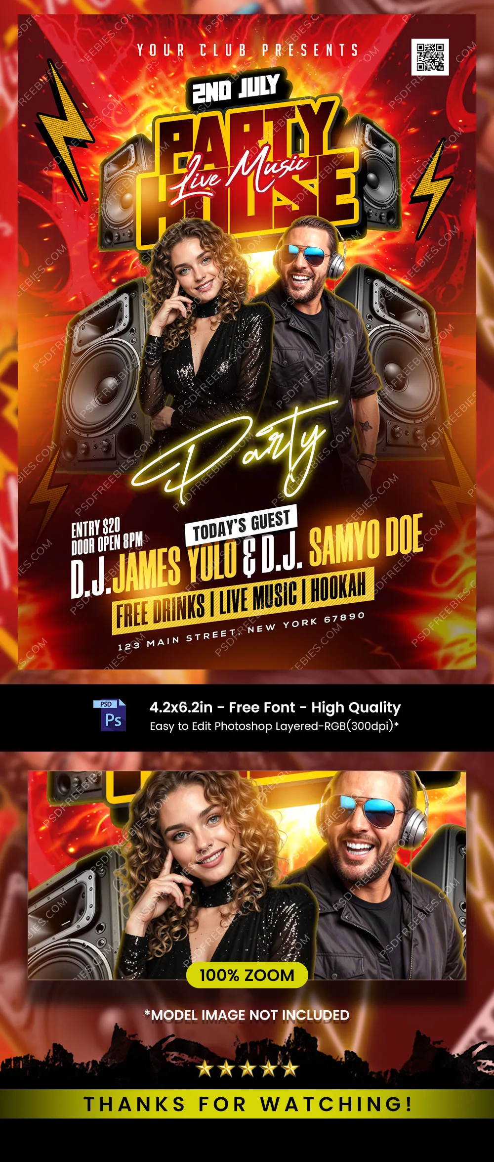 Live DJ Music Party Flyer PSD