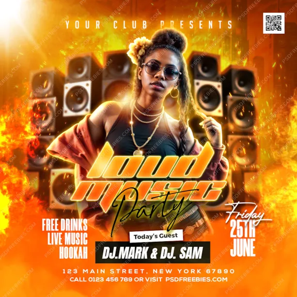 Loud Music DJ Party Social Media Post PSD