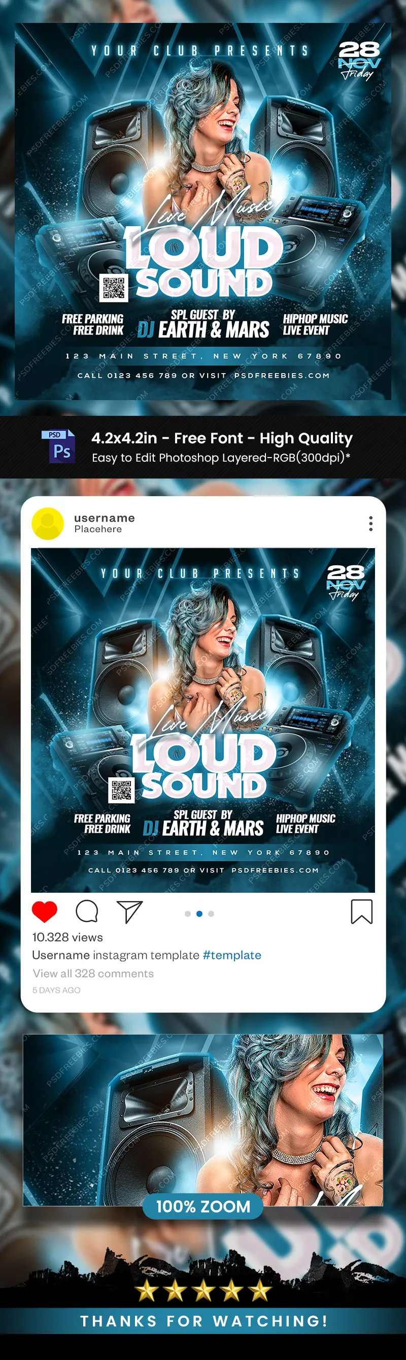 Loud Music Event Party Social Media Post PSD