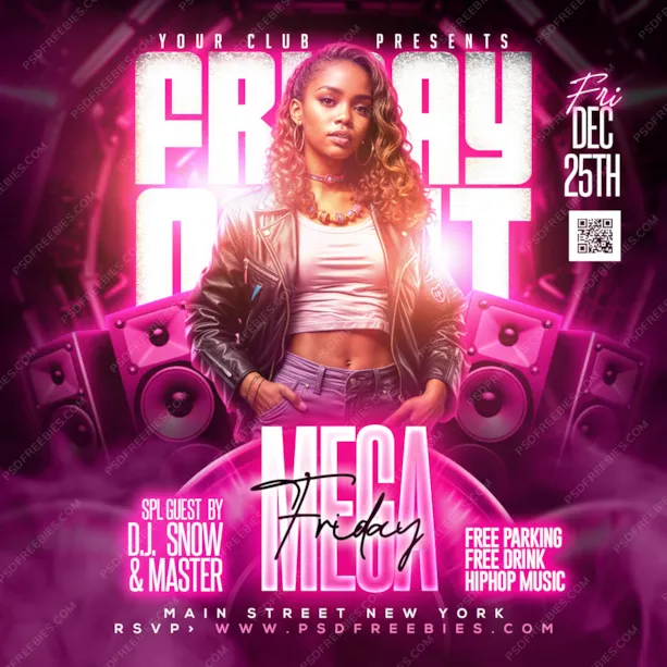 Mega Friday Music Club Party Post PSD