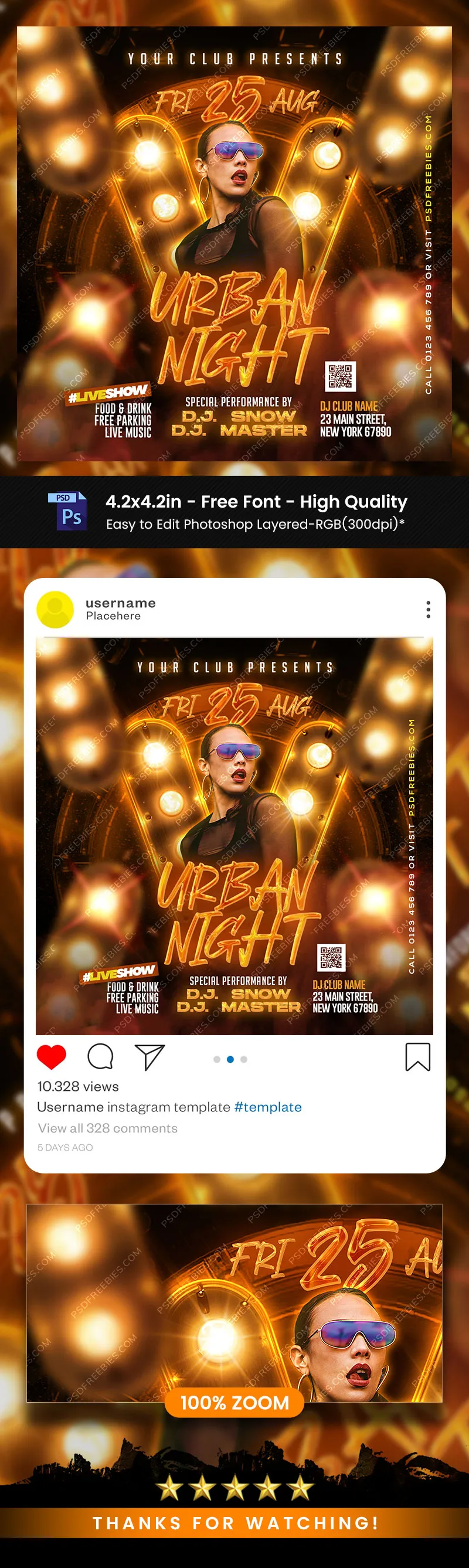 Night Club Crazy Music Party Post PSD
