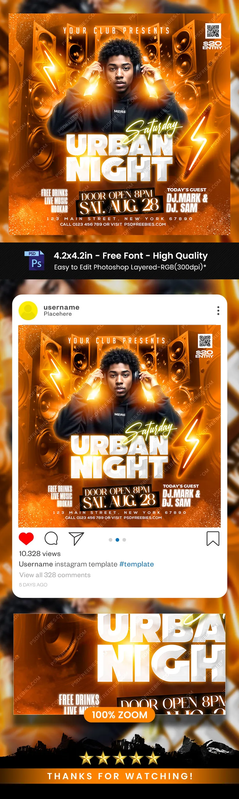 Night Club Weekend Music Party Post PSD