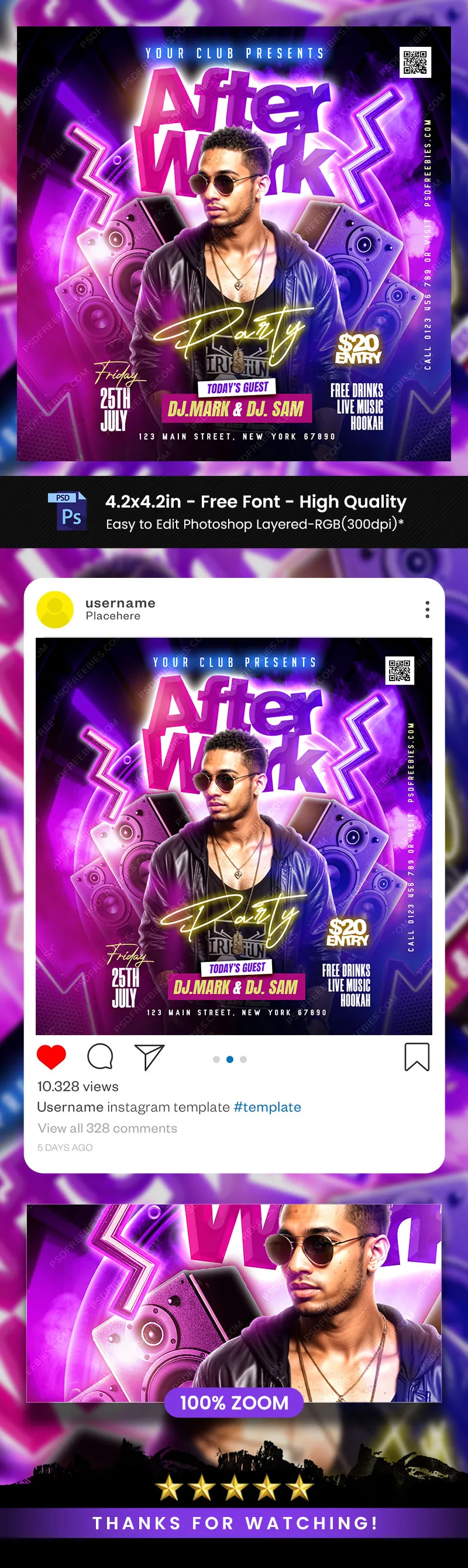 Night Club Weekend Party Post Design PSD