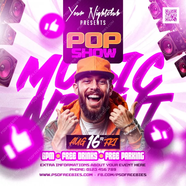 Pop Music Club Party Post PSD Template