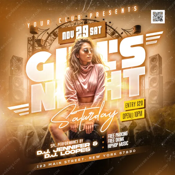 Saturday DJ Party Social Media Post PSD