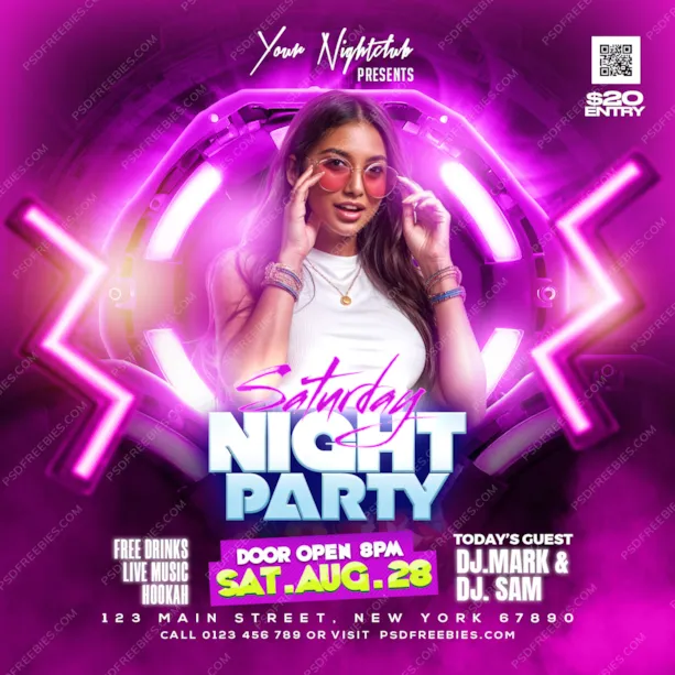Saturday Night Club Party Post PSD