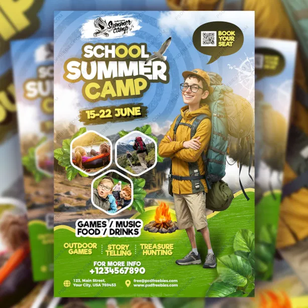 School Summer Camp Promotional Flyer PSD
