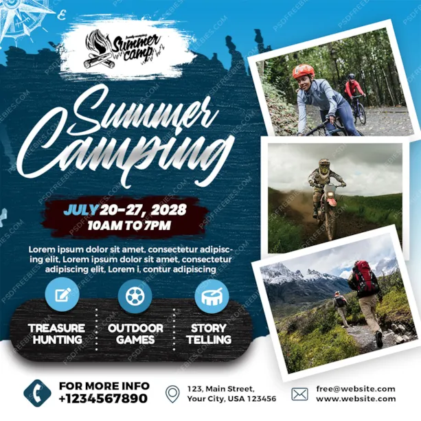 School Summer Camping Social Media Post PSD