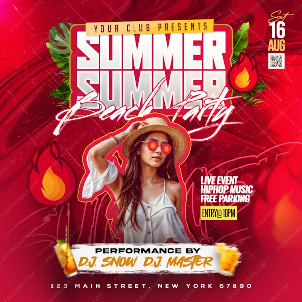 Summer Beach Music Party Post PSD Template