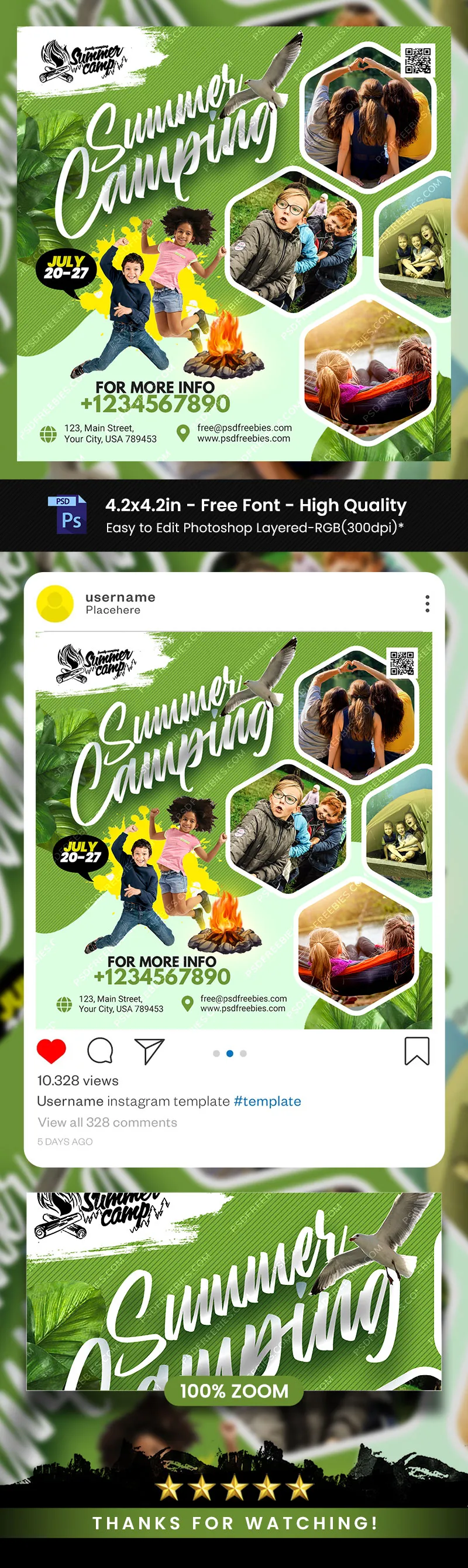 Summer Camping Business Social Media Post PSD