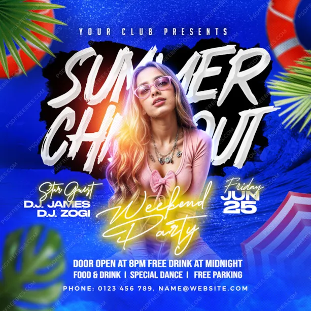 Summer Chill Out Music Party Social Media Post PSD
