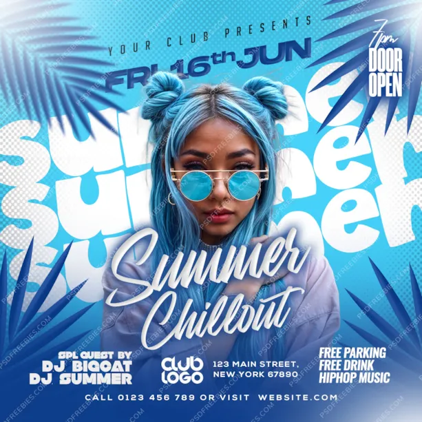 Summer Chillout Music Party Post PSD
