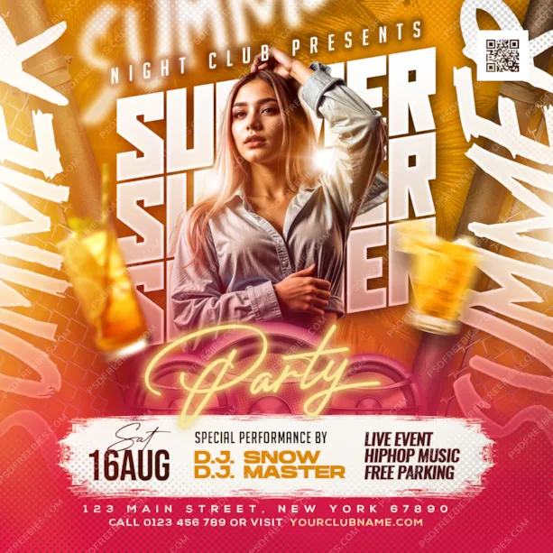 Summer DJ Party Social Media Post PSD