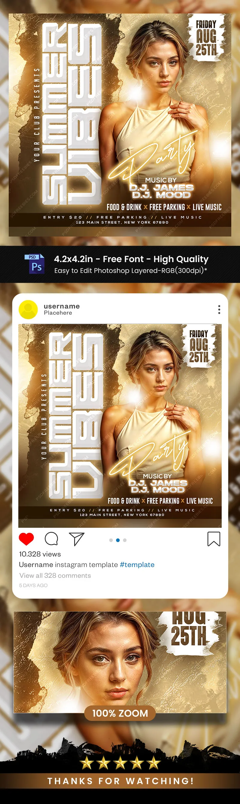 Summer Vibe Music Party Post PSD