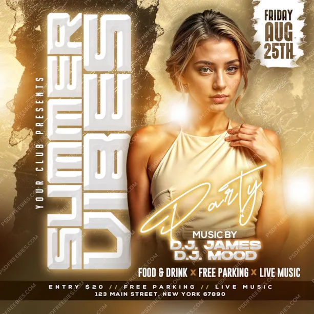 Summer Vibe Music Party Post PSD