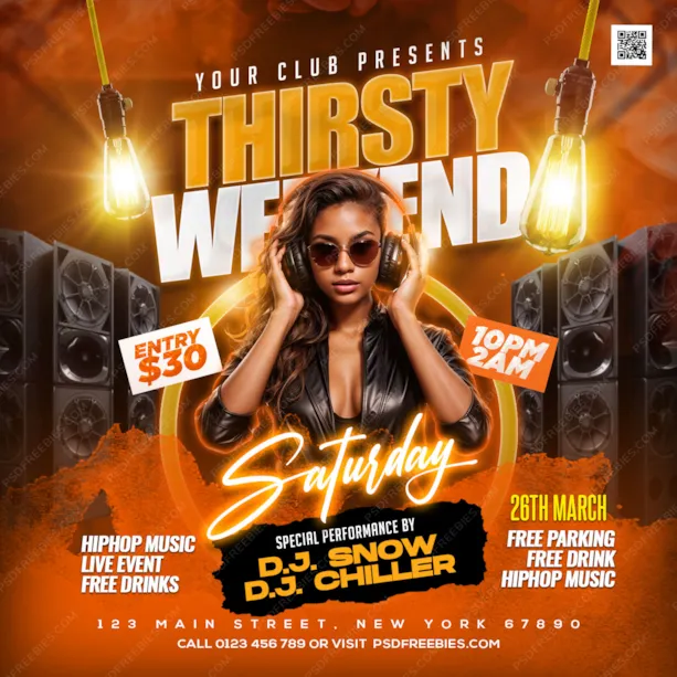 Thirsty Saturday Night Club Party Post PSD