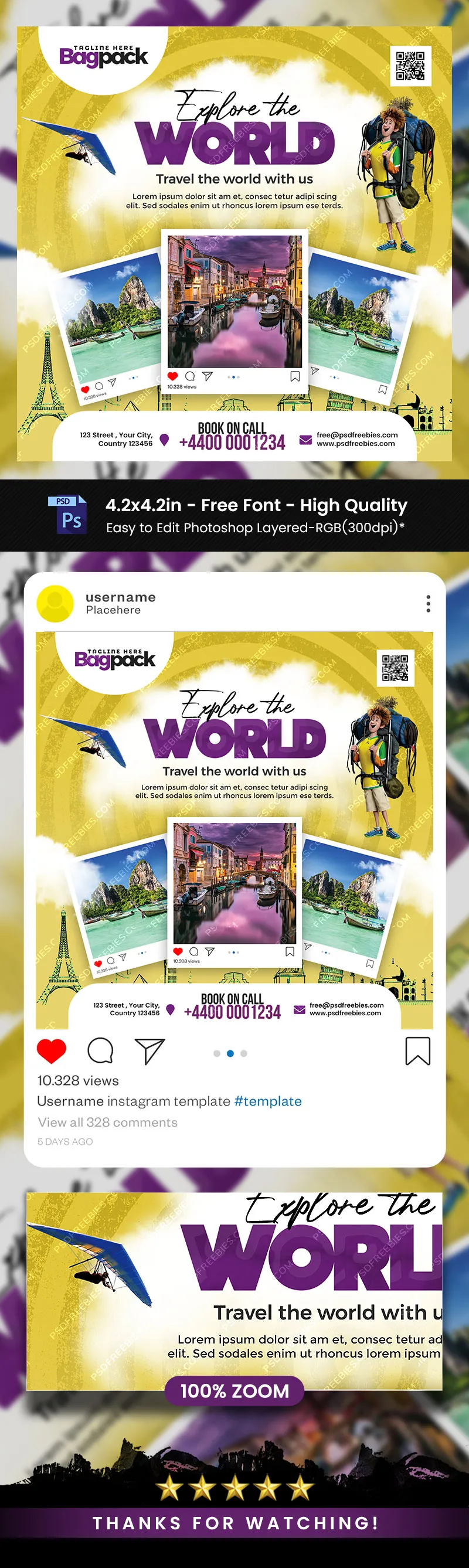 Tour and Travel Business Social Media Post PSD