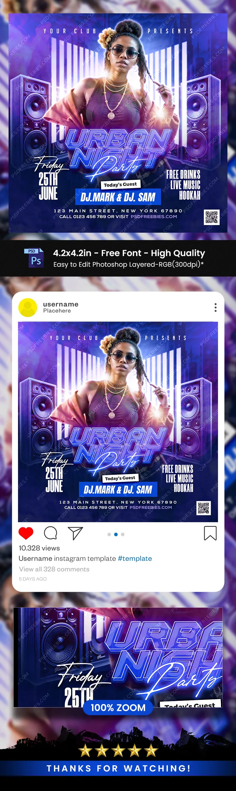 Urban Music DJ Night Party Post PSD