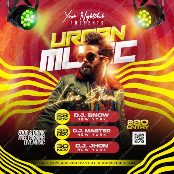 Urban Night DJ Party Social Media Post PSD